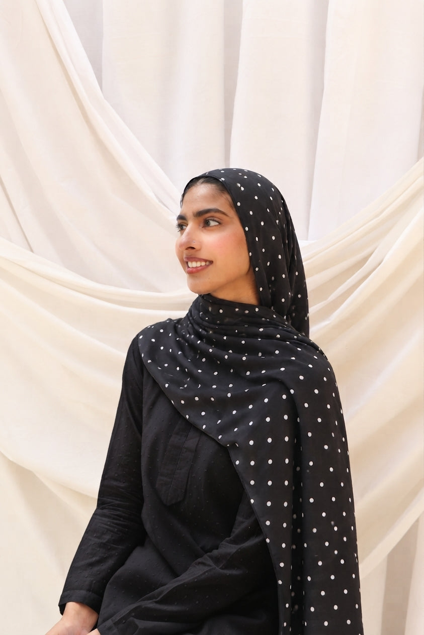 Black Polka Dot - Bamboo Woven Modal Hijab