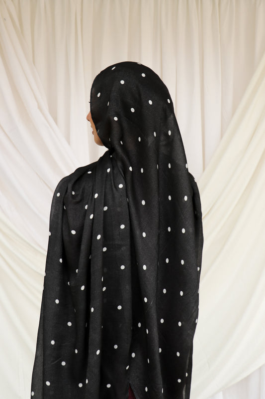 Black Polka Dot - Bamboo Woven Modal Hijab