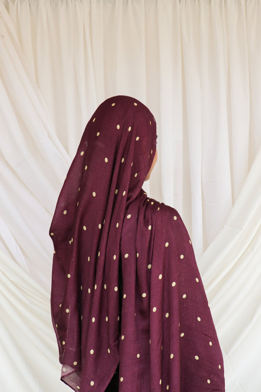 Burgundy Polka Dot - Bamboo Woven Modal Hijab