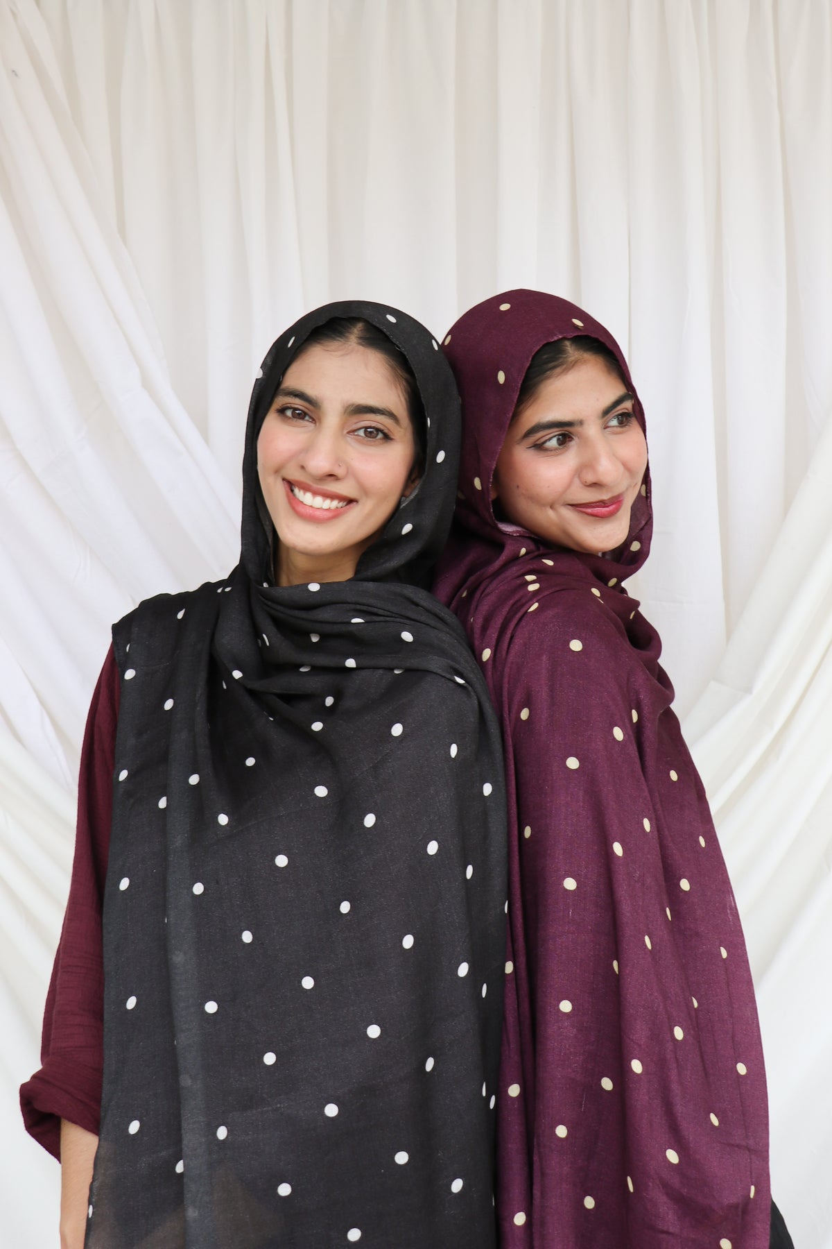 Burgundy Polka Dot - Bamboo Woven Modal Hijab