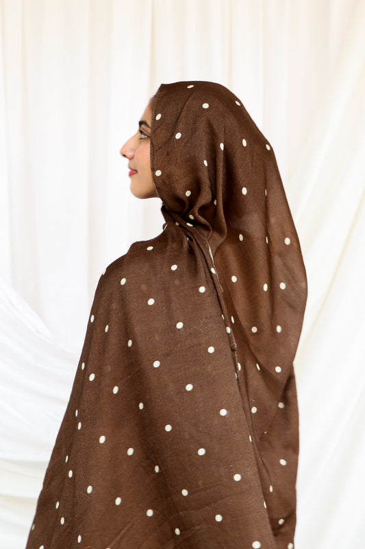 Brown Polka Dot - Bamboo Woven Modal Hijab