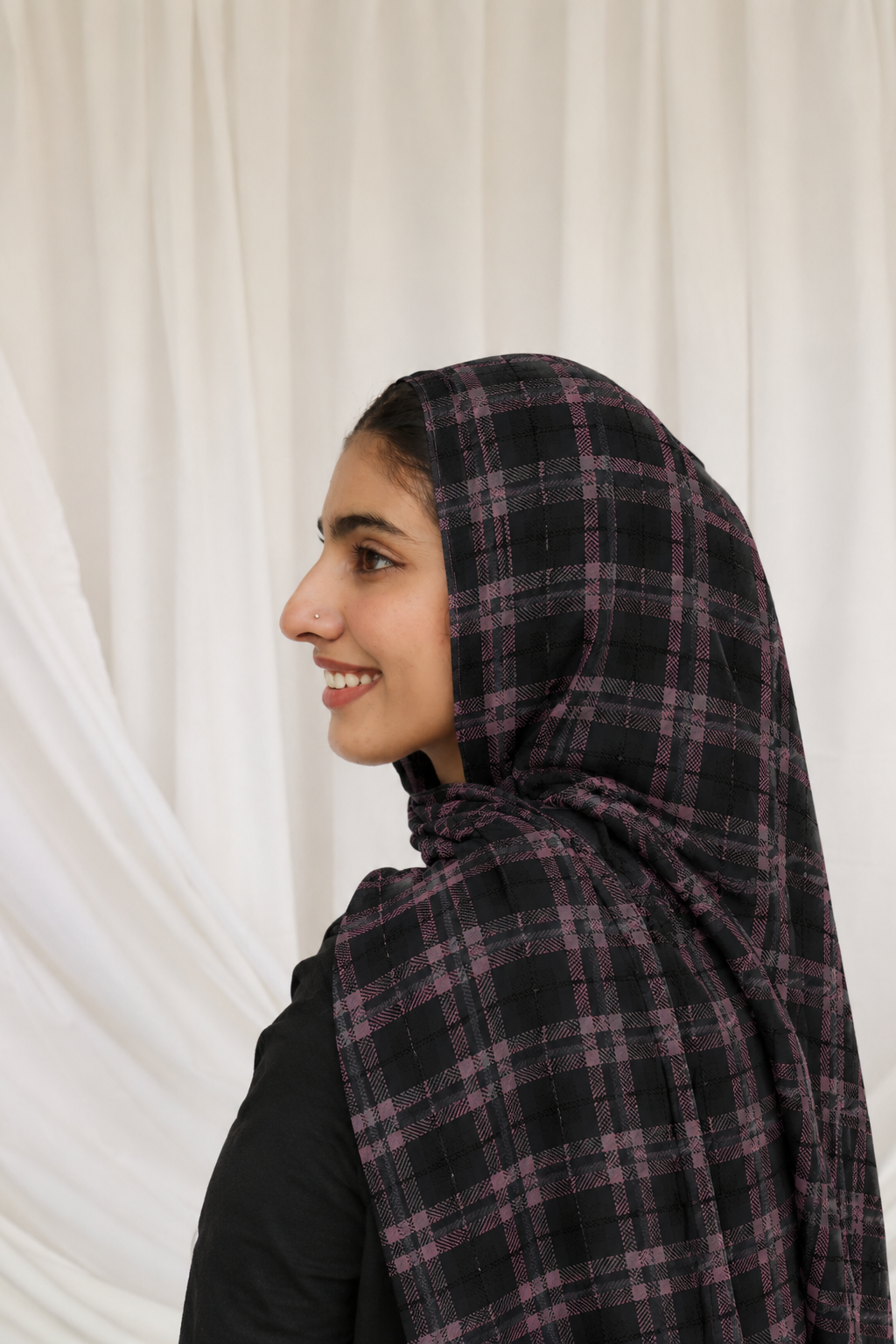 Midnight Plaid - Bamboo Woven Modal Hijab