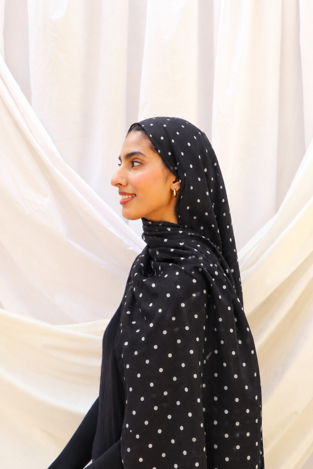 Black Polka Dot - Bamboo Woven Modal Hijab