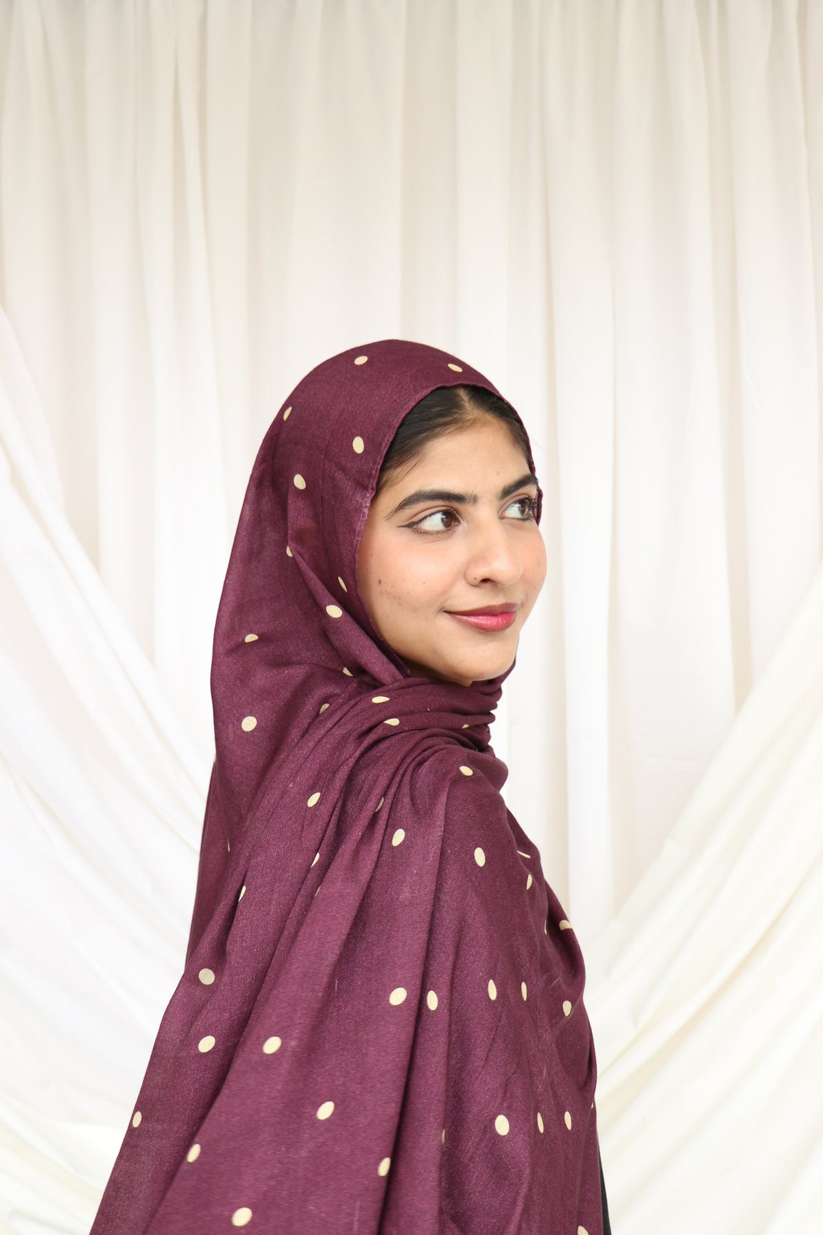 Burgundy Polka Dot - Bamboo Woven Modal Hijab