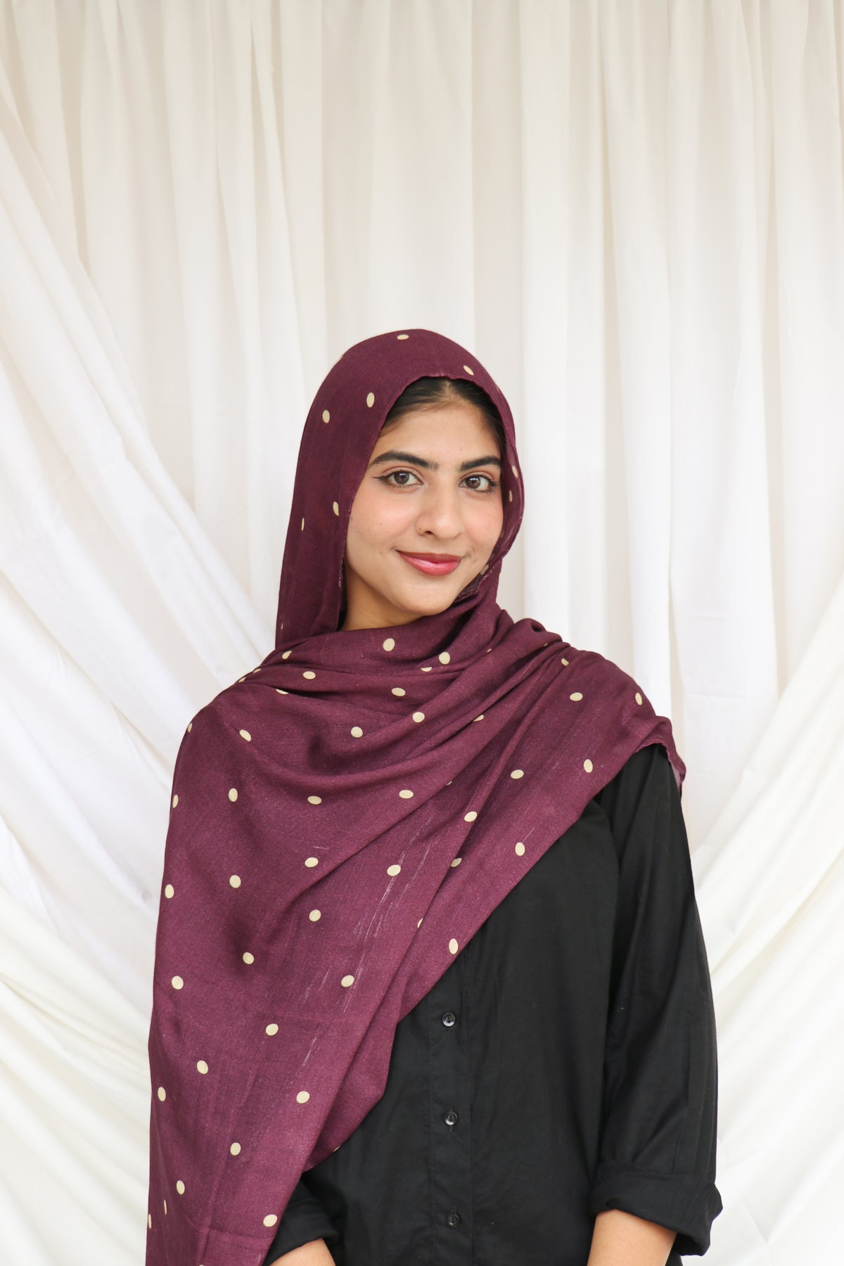 Burgundy Polka Dot - Bamboo Woven Modal Hijab