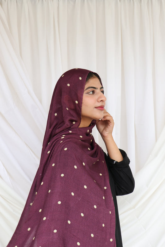 Burgundy Polka Dot - Bamboo Woven Modal Hijab