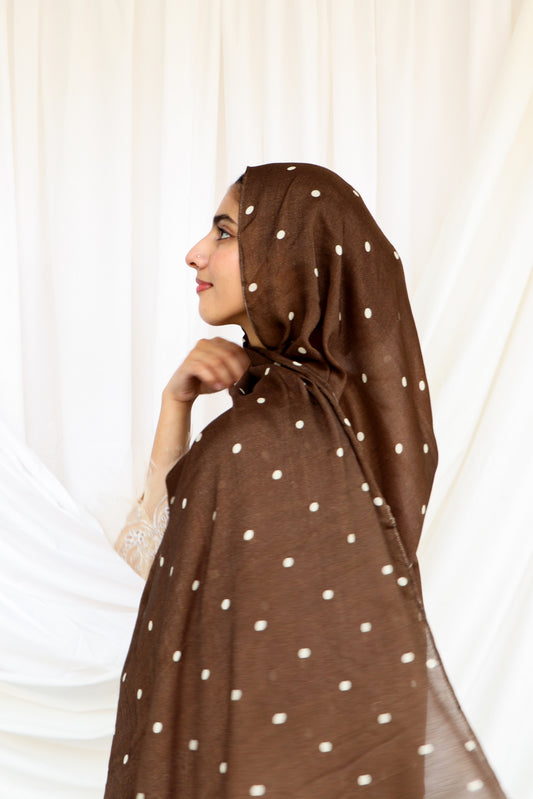 Brown Polka Dot - Bamboo Woven Modal Hijab