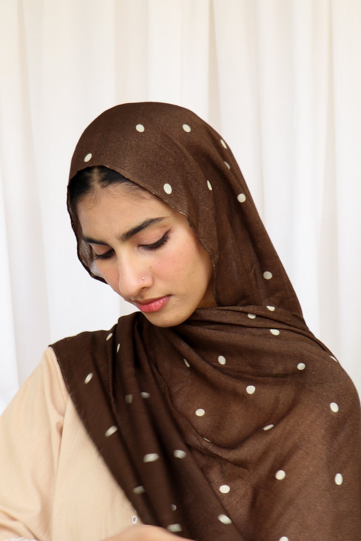 Brown Polka Dot - Bamboo Woven Modal Hijab