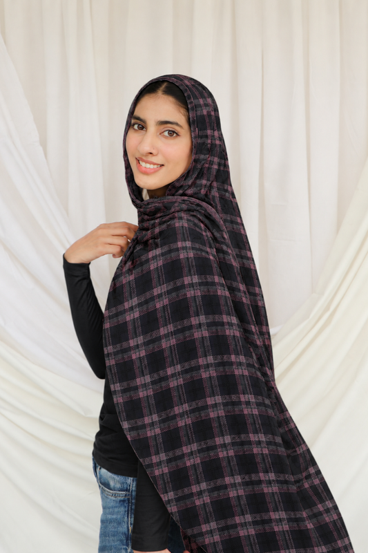 Midnight Plaid - Bamboo Woven Modal Hijab